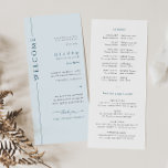 Cartão do Programa Mitzvah Bar Azul Moderno<br><div class="desc">Torne a cerimônia do Bar do seu filho Mitzvah memorável com o nosso cartão de programa minimalista azul claro e branco,  plano duplo. Este programa dispõe de espaço para escrever uma mensagem de obrigado,  informações de honra e um guia mitzvah de bar.</div>