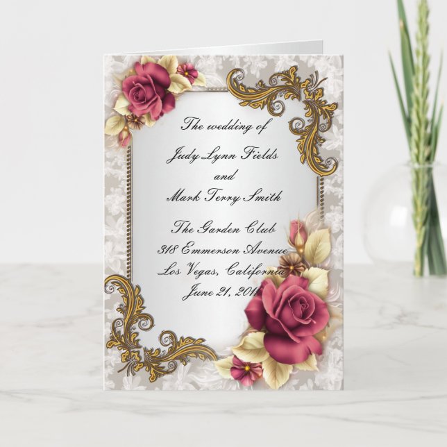 Cartão do Programa Rosas Vermelhas Elegantes (Frente)