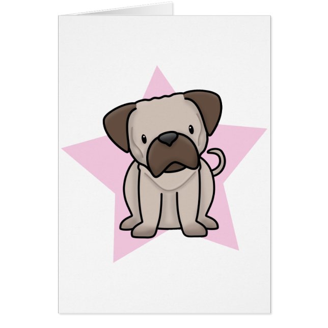 Cartão do Pug da estrela de Kawaii (Frente)