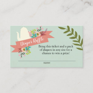 Cartão do Raffle da fralda do chá de fraldas do