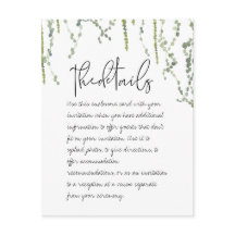 Cartão do receptáculo com detalhes da vinha verde