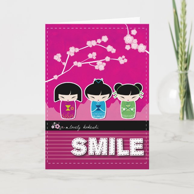 Cartão do "SORRISO" de Kokeshi (Frente)