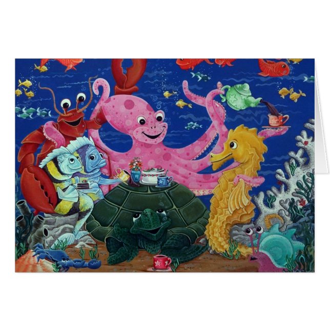 Cartão do Teaparty Octopus (Frente Horizontal)