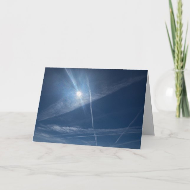 Cartão do universo explosão solar céu azul celeste (Frente)