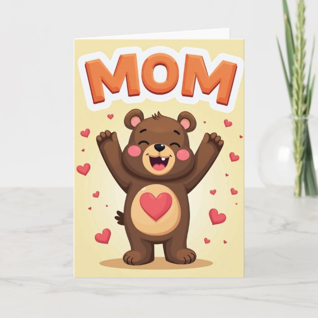 Cartão do Urso de Grande Abraço e Amor (Frente)