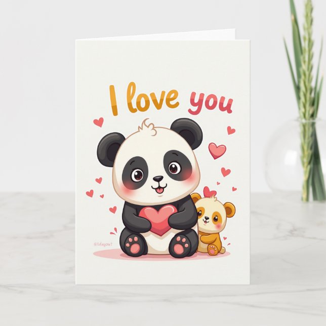 Cartão do Urso Panda Eu Te Amo (Frente)