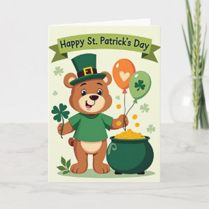 Cartão do Urso Shamrock de Sorte