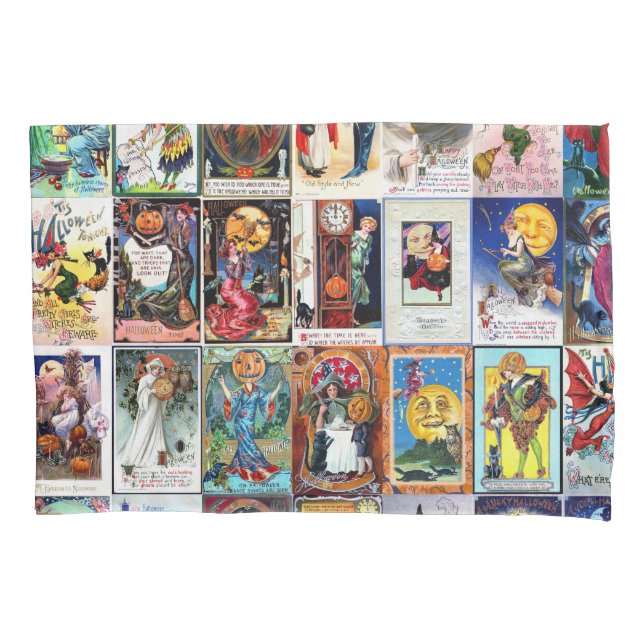 Cartão do vintage do Dia das Bruxas (Frente-Esquerda)