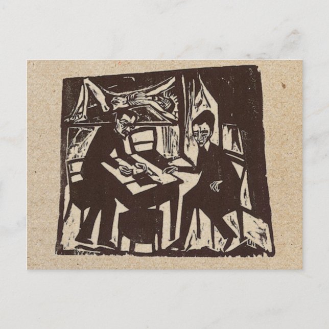Cartão do woodcut de Erich Heckel (Frente)