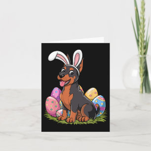 Cartão Doberman Bunny Ears Páscoa Cachorro De Ovo No Lest