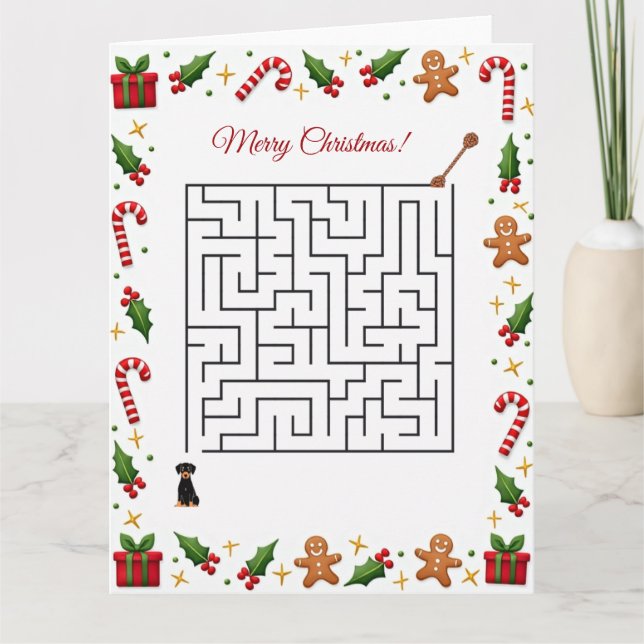 Cartão Doberman Christmas Maze Puzzle Holiday (Frente)