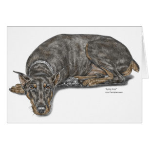 Cartão Doberman de vista culpado triste
