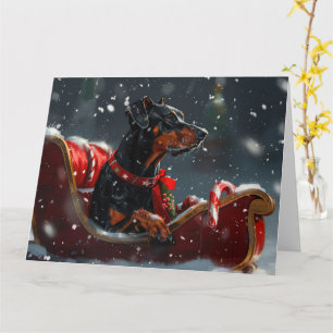 Cartão Doberman Dog Christmas Festivo