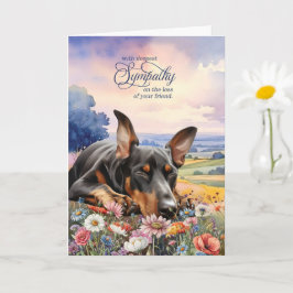 Cartão Doberman Dog with Wildflowers Pet Sympathy