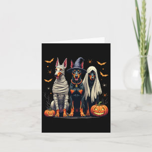Cartão Doberman Halloween Costume Mummy Witch Ghost