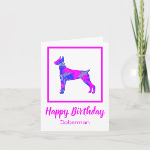 Cartão Doberman Hot Pink Silhouket Cachorro Engraçado Ani