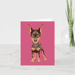 Cartão Doberman Pinscher Cachorrinho Rosa