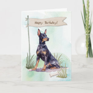 Cartão Doberman Pinscher Cachorro Ao Exterior Sob Sinal D