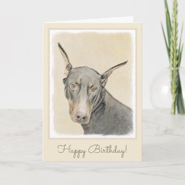 Cartão Doberman Pinscher Painting - Original Dog Art (Frente)
