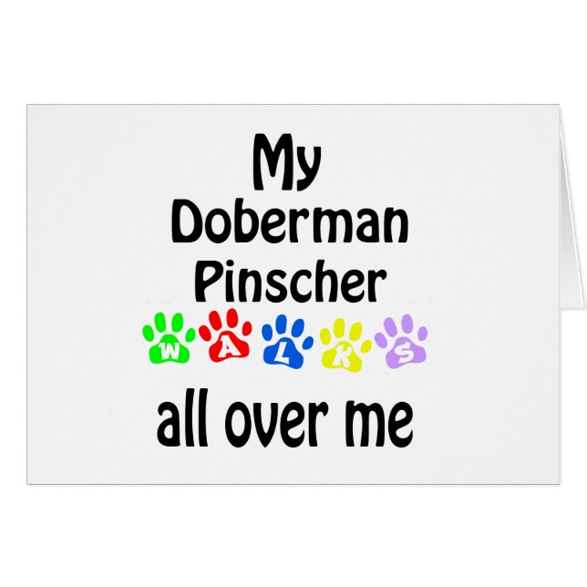 Cartão Doberman Pinscher Walks Design (Frente Horizontal)