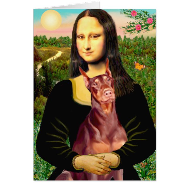 Cartão Doberman (vermelho) - Mona Lisa (Frente)