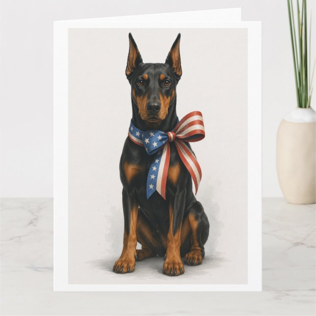 Cartão Dobermann Patriótico (Frente)