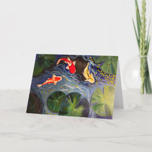 Cartão dobrado com Peixe Koi