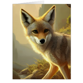 Cartão Dobrado Coyote Pup Wildlife Portrait XL