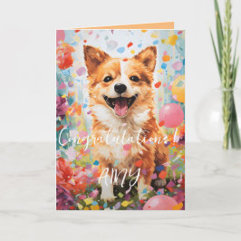 Cartão Dobrado de Cachorro de Aquarela Colorida Fe