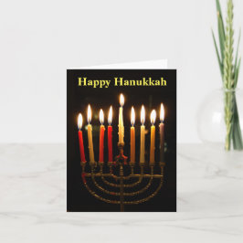 Cartão dobrado de Menorah e Velas de Hanukkah