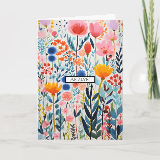 Cartão Dobrado de Planta Botânica Colorida Elegant
