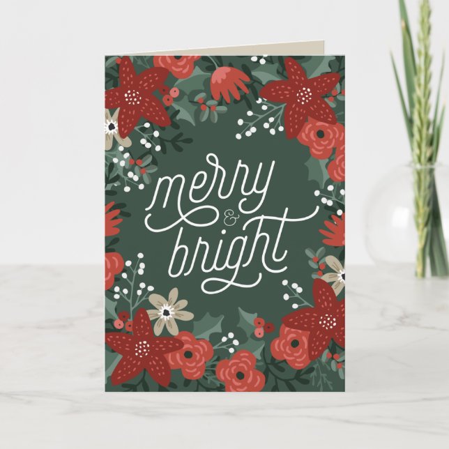 Cartão dobrado de Poinsettia de Natal (Frente)