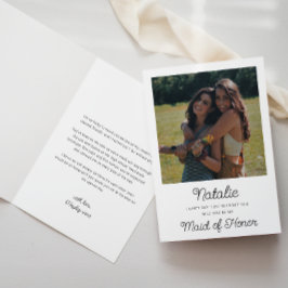 Cartão Dobrado de Proposta de Dama de Honra com Fo
