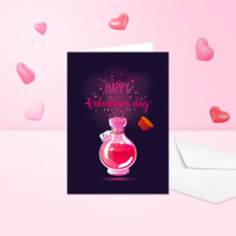 Cartão Dobrado Dia dos Namorados Poção de Amor Ros