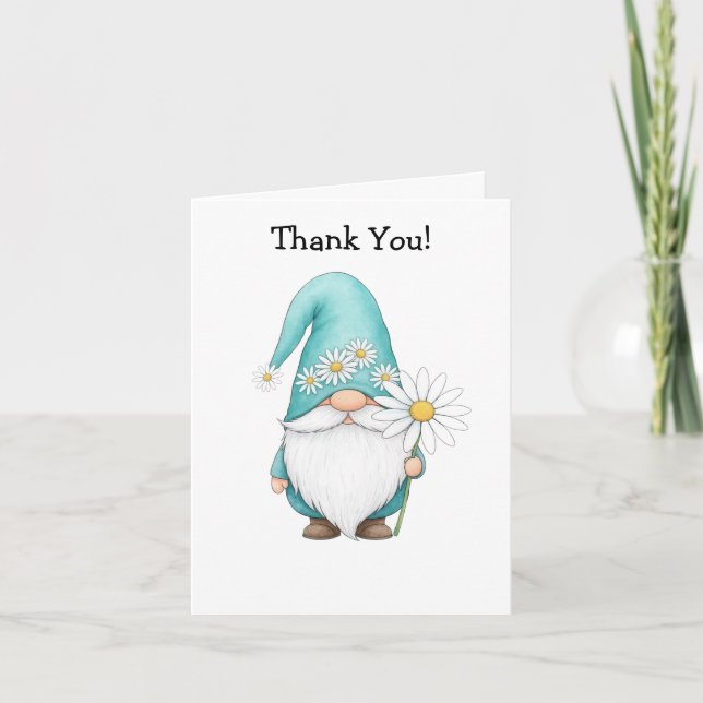 Cartão Dobrado do Gnome da Primavera (Frente)