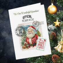 Cartão Dobrado do Papai Noel Antigo do Polo Norte 