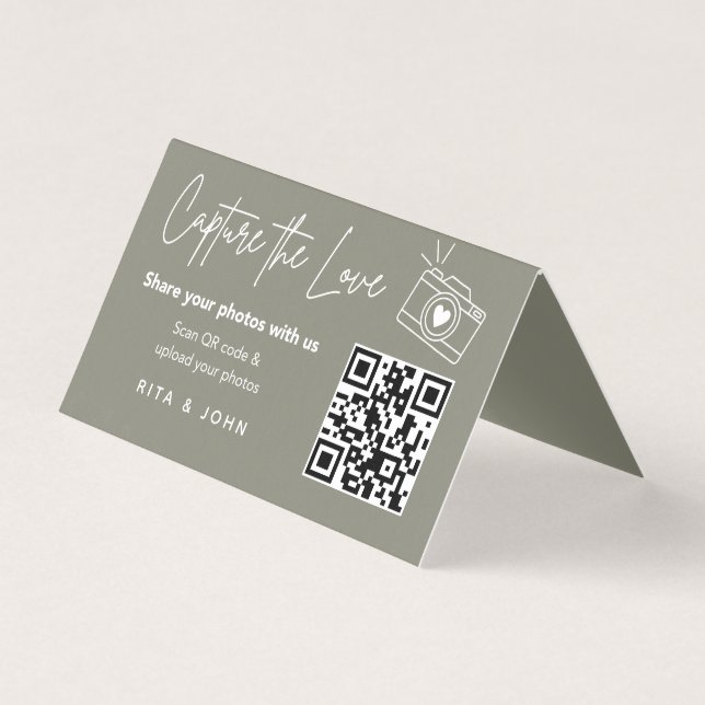 Cartão Dobrado Modern Chic Capture The Love QR cod (Frente)