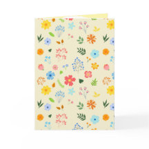Cartão Dobrável Jardim Feliz de Flores Silvestres