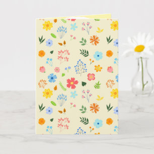 Cartão Dobrável Jardim Feliz de Flores Silvestres