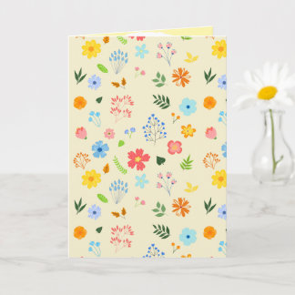 Cartão Dobrável Jardim Feliz de Flores Silvestres
