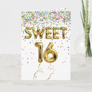 Cartão Doce 16 Balões e Confetti em Branco