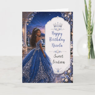 Cartão Doce 16 Princesa Jardim Azul Meia-Noite