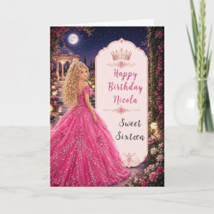 Cartão Doce 16 Princesa Jardim Rosa ao Luar
