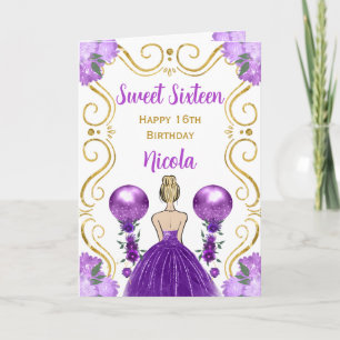Cartão Doce 16 princesa loira Parabéns