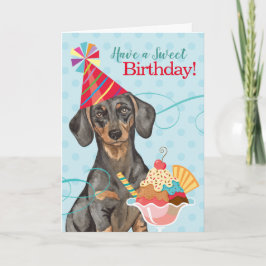 Cartão Doce Aniversário Dachshund