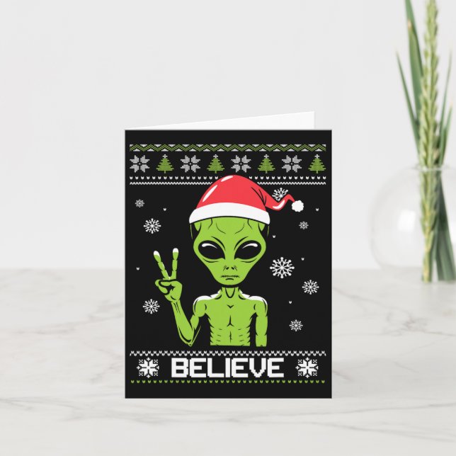 Cartão Doce De Natal alienígena Acredita Na Alienígena De (Frente)
