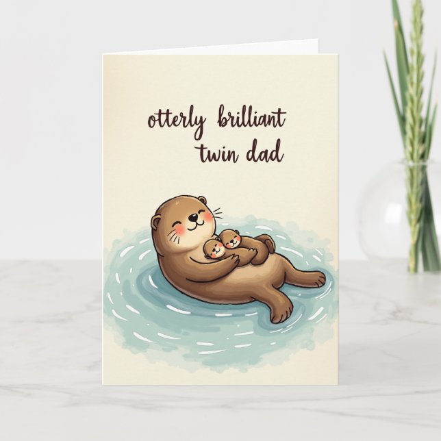 Cartão Doce Dia dos Pais Gêmeos Otterly (Frente)