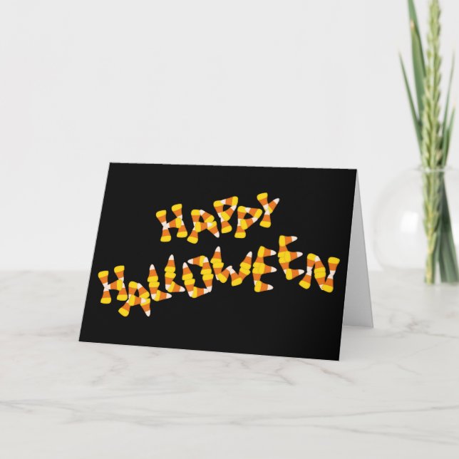 Cartão doce milho feliz saudação de halloween (Frente)