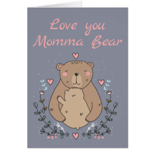 Cartão Doce Momma Bear com Dia de as mães de bebê urso