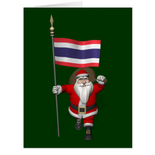 Cartão Doce Papai Noel Com Bandeira Da Tailândia